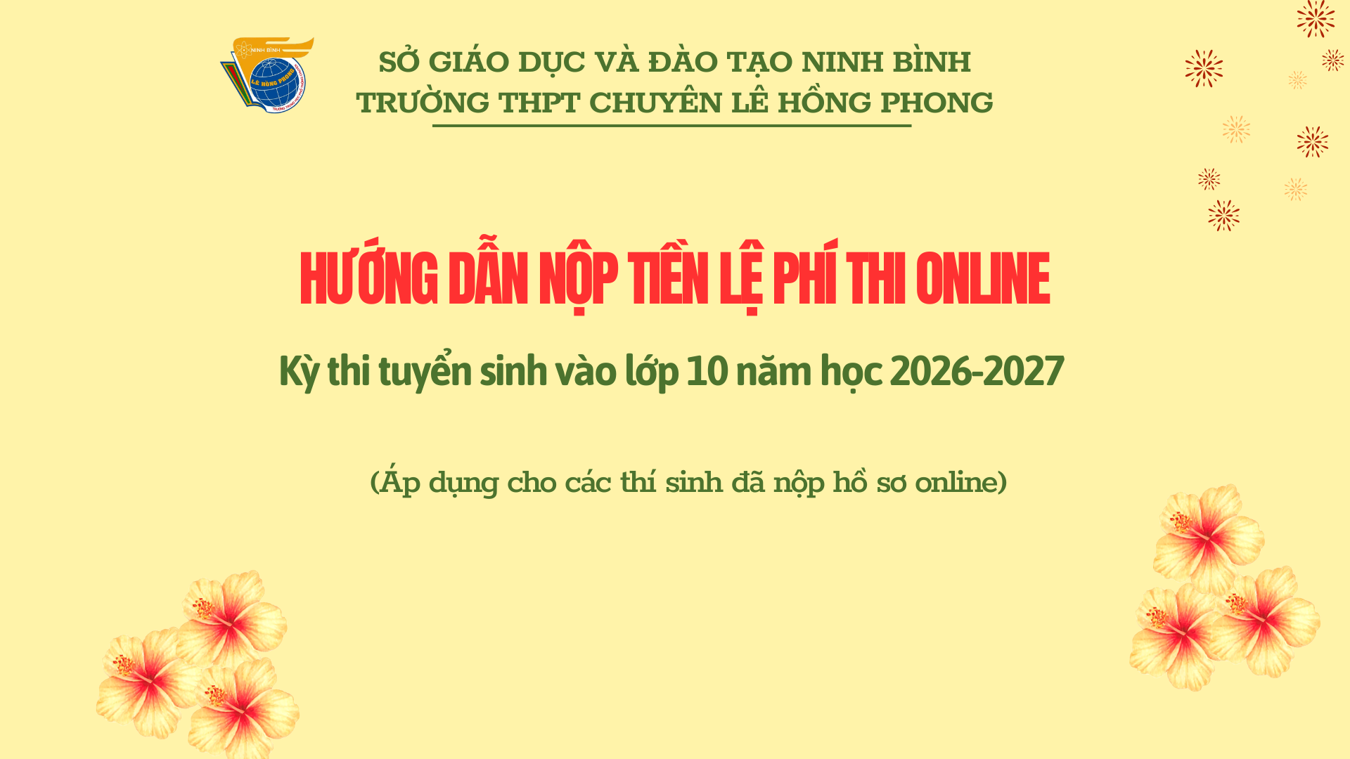HƯỚNG DẪN NỘP TIỀN LỆ PHÍ THI ONLINE 